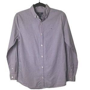 Vineyard Vines blue pink check long sleeve Whale shirt. 18 (XL)